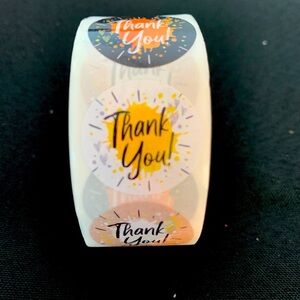 Thank You Sticker Labels 500 labels on roll. 1” Round NWT 3 Designs